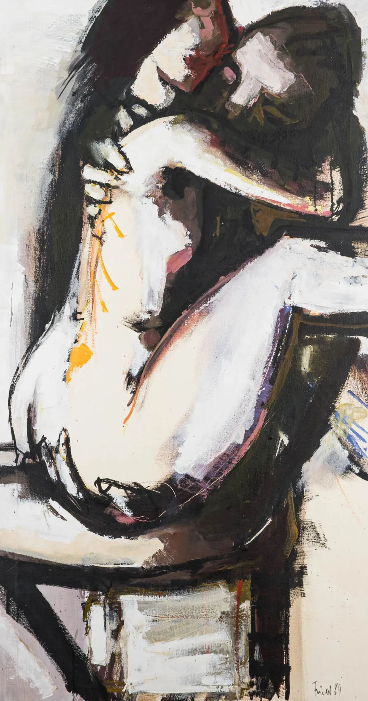 Friedel, Lutz – 无题。（一对）。布面油画。右下角签名及部分难以辨认的日期。1984/89。画面尺寸（窄框）：131 x 72 cm。