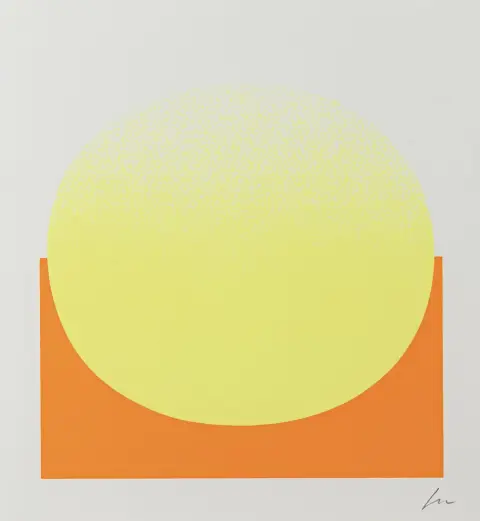 Geiger, Rupprecht – Gelb auf Orange. Kleurensiebdruk op velijn. Rechtsonder gesigneerd. 1972.