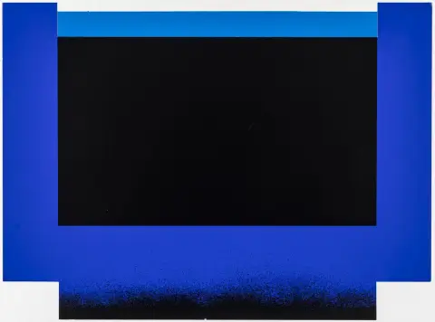 Geiger, Rupprecht – Mappe Rupprecht Geiger 1983. Met 1 litho op velijn en 1 kleurenserigrafie met collage.