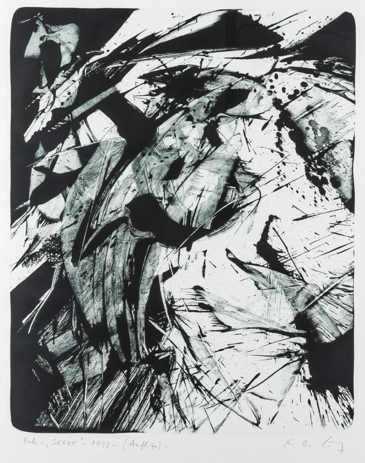 Götz, Karl Otto – SKRETT。薄卡纸石版画，左下角有压印“mh Original Lithographie”。画面下方铅笔签名、标注日期并题写…