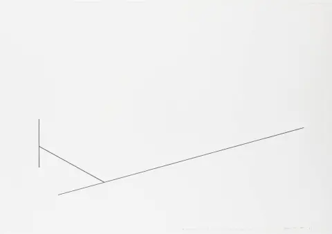Gottfriedt, Dirk – Zonder titel. (Lineaire compositie). Viltstifttekening op velijn.