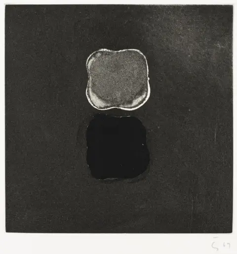 Graubner, Gotthard – Zonder titel. (Twee kussens). Aquatint en ets op geschept papier.
