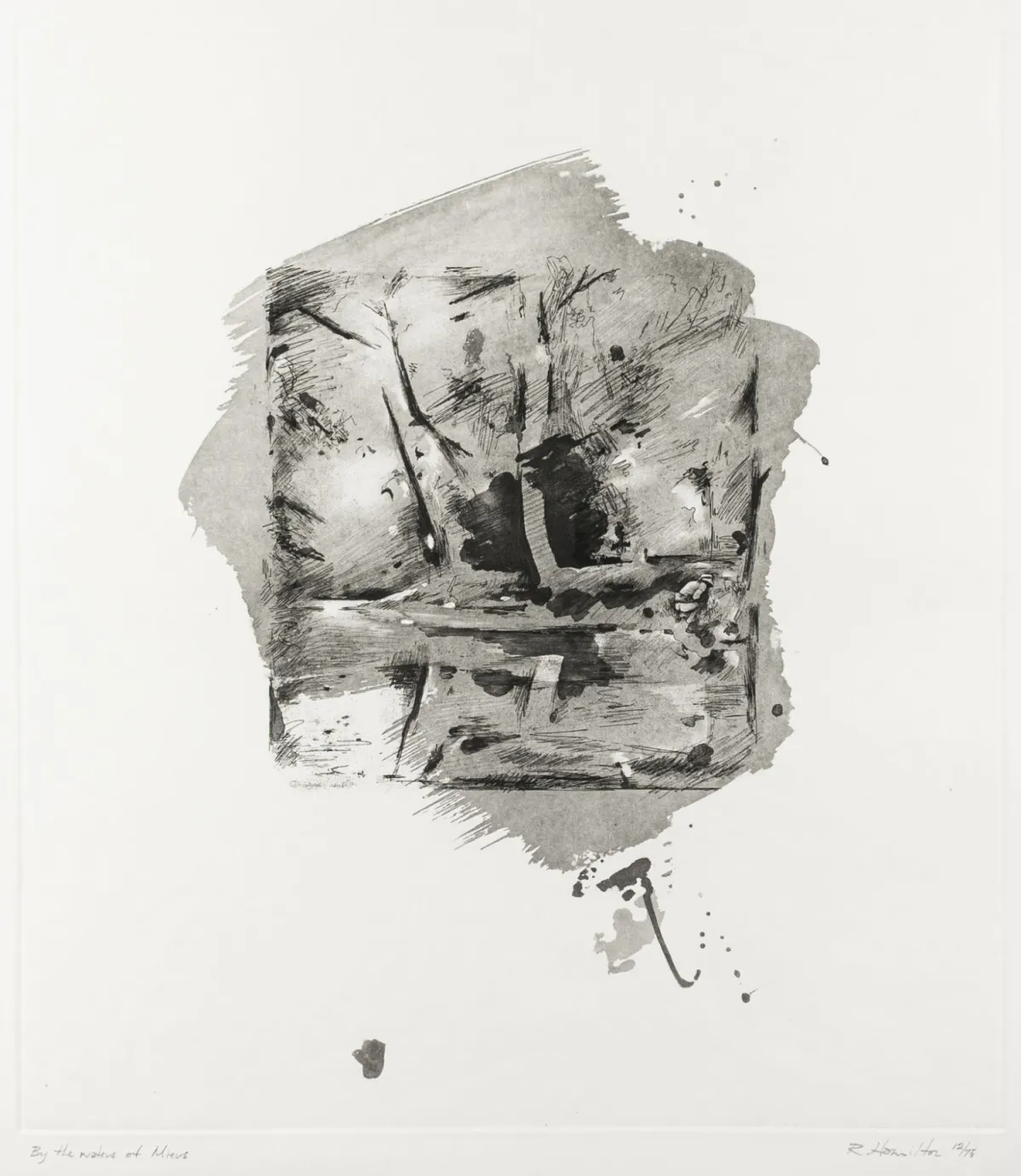 Hamilton, Richard – By the Waters of Miers。博物馆纸板上的飞尘蚀刻版画。右下角铅笔签名并编号。