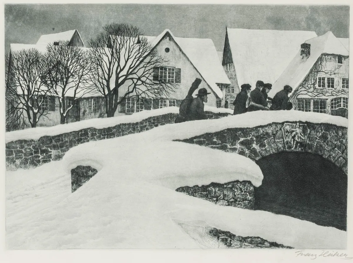 Hecker, Franz – 乐师（又名：乡村乐师）。纸上蚀刻与飞尘版画。右下角签名。1909年。版画尺寸：28,5 x…