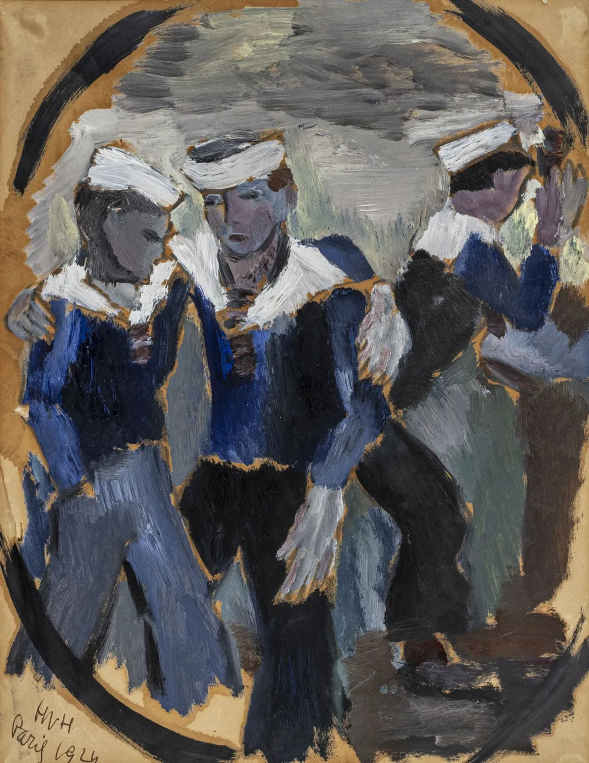 Hügel, Helmut vom（即：Helmut Kolle）——无题。（水手）。纸本油画，部分裱于纸板。左下方有花押、日期及地点"Paris"…