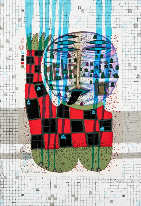 Hundertwasser, Friedensreich – Il Rotolante (The Creeper, The Sleeper, The Dreamer, The Thinker). Кольорова фотолітографія та…