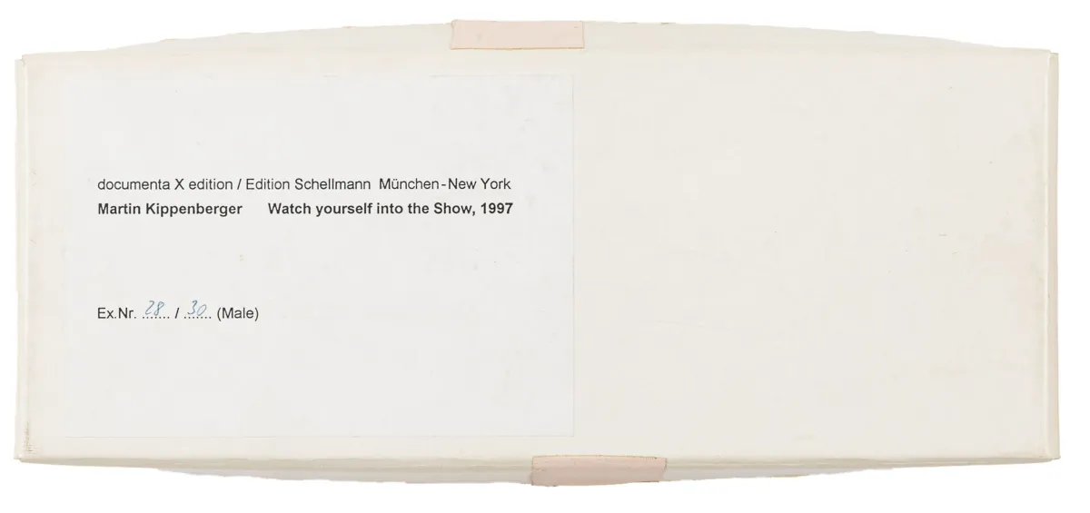 Kippenberger, Martin – Watch yourself into the Show (male)。铅铸。铸件底部有字母组合、日期和标题以及"Documenta 97"印章。