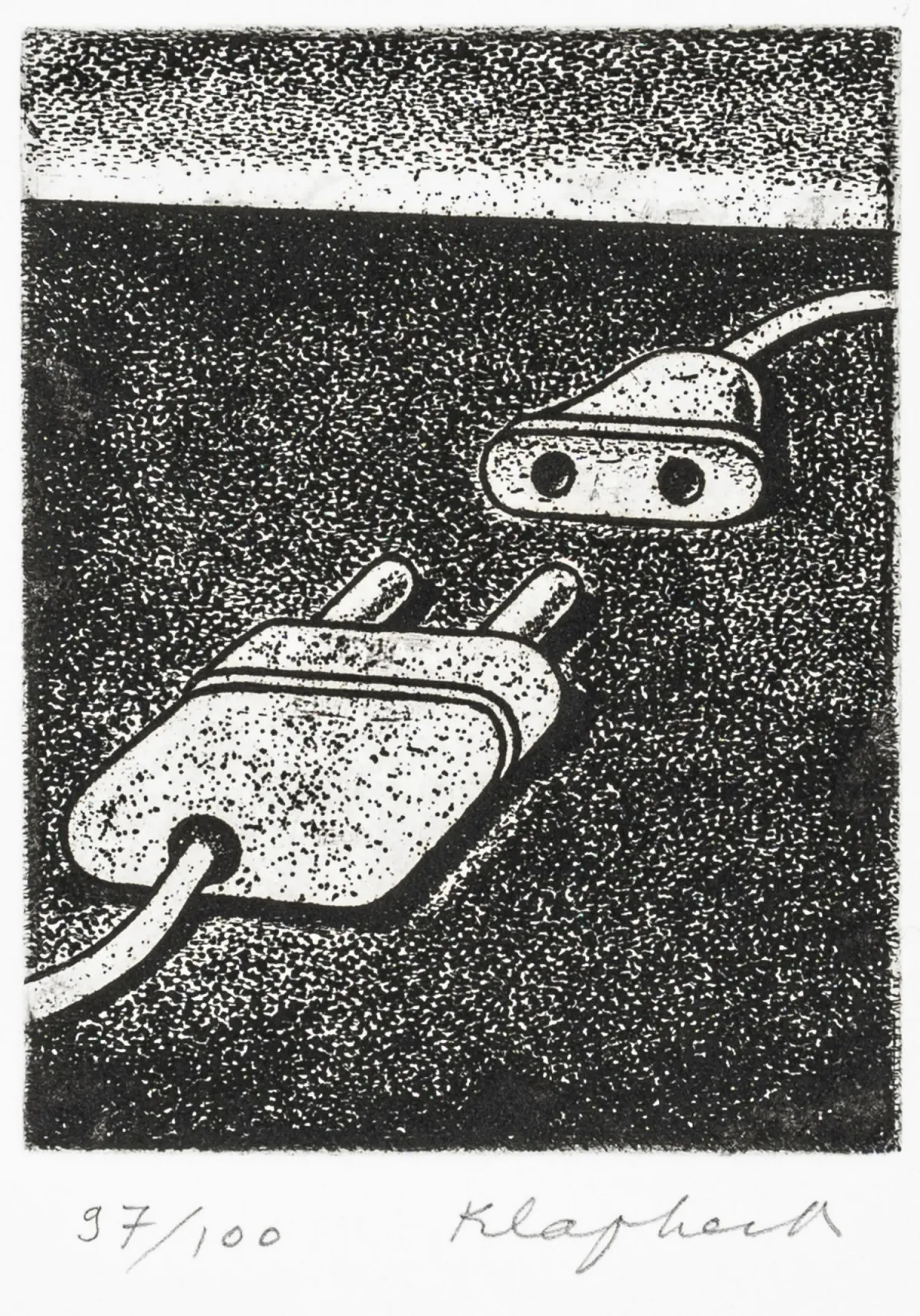Klapheck, Konrad – Begegnung。Zerkall手工纸上的蚀刻版画。