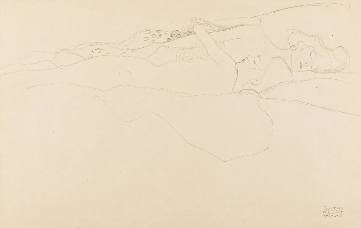 Klimt, Gustav – 出自画册"Fünfundzwanzig Handzeichnungen (aus der Sammlung Lederer Wien)"的4幅情色裸体画收藏。