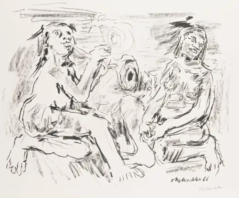 Kokoschka, Oskar – La potenza della musica. Litografia su carta a mano. In basso a destra firmata a matita, sopra firmata e datata nella pietra.
