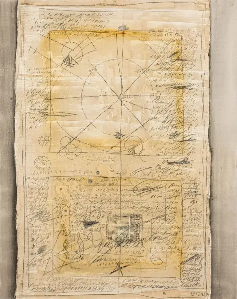 Koren, Schlomo – Senza titolo. Tecnica mista su tela. Firmato e datato in basso a destra. 1964. Dimensioni immagine: 100 x 80 cm. Incorniciato: 114 x 92…