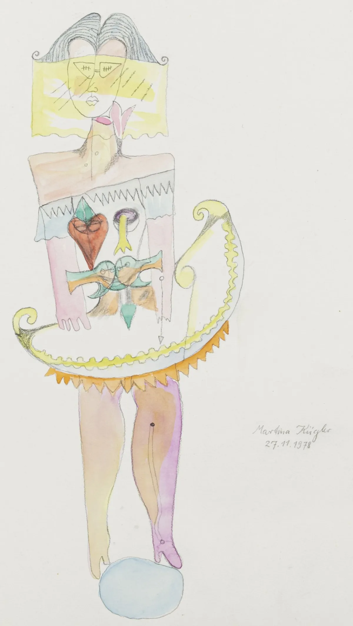Kügler, Martina – 7幅素描（其中5幅为彩色铅笔或水彩，2幅含拼贴）和6幅蚀刻版画合集。所有作品…