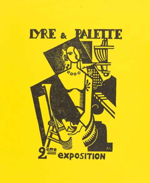 Lhote, André – Lyre & Palette - 2eme exposition. Xilografia su carta gialla. Monogrammato nella lastra. 1917. Dimensioni motivo: 23,5 x 16,5 cm.