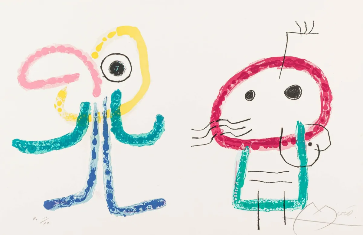 Miró, Joan – L'enfance d'Ubu。图版 1007。犊皮纸彩色石版画。右下角铅笔签名，左下角编号。