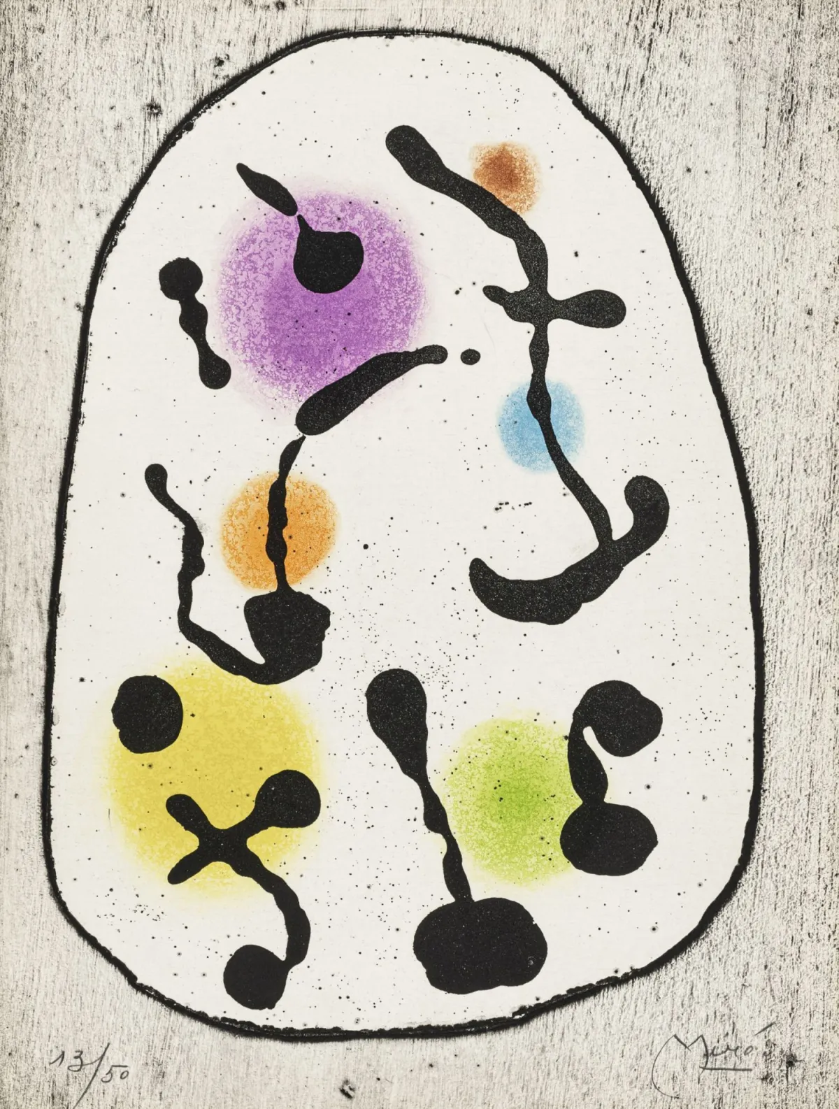 米罗，胡安 – Taillandier, Yvon. Miró 1959-1960. 展览图录附额外组画。含23幅插图、2幅彩色原版石版画（含封面；一幅单独且双页大）、6幅随附彩色模版画以及单独彩色石版印刷封套内的额外组画，含2幅双页大彩色原版石版画及1幅彩色原版蚀刻版画，后者有签名和编号。