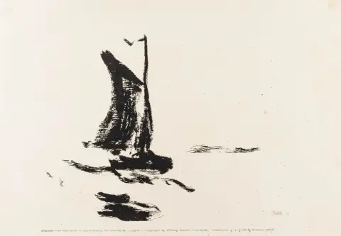 Nolde, Emil – Velieri. Litografia (da un disegno a pennello) su carta giapponese pregiata. Firmata e datata in basso a destra nella pietra.
