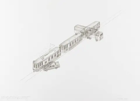Peintner, Max – Penetrazione non distruttiva dei mezzi di trasporto tramite spostamento temporale controllato dal computer. Offset su cartone sottile.