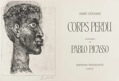 Picasso, Pablo – Portrait d'Aimé Césaire. Frontespizio piegato