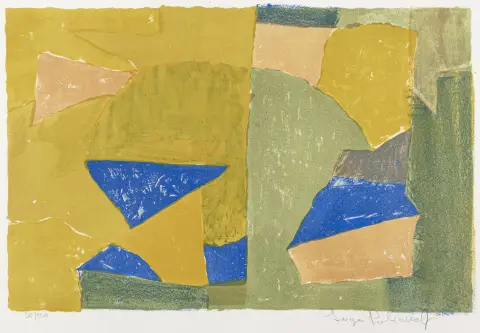 Poliakoff, Serge – Composizione in giallo, verde, blu e rosso. Litografia a colori su Vélin d'Arches. Firmata e numerata a matita.
