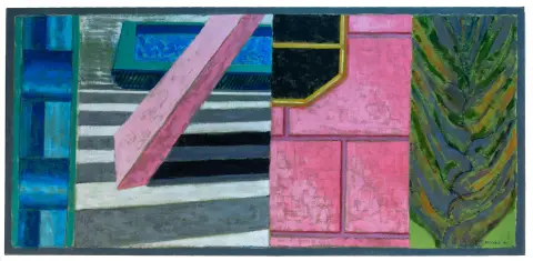 Pritchard, James – Miami Beach II. Acrilico su tela. Firmato e datato in basso a destra. 1997. Dimensioni immagine: 79,5 x 173 cm.