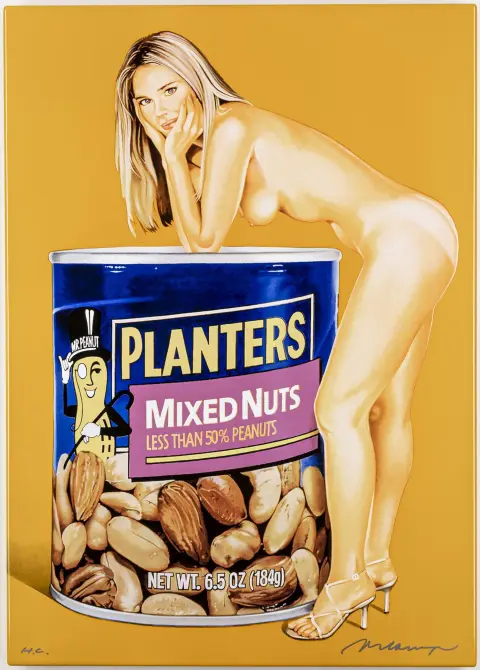 Ramos, Mel – Mixed Nuts. Scultura da parete. Offset a colori su lastra metallica smaltata con leggero rilievo. Firmata in basso a destra, contrassegnata "H.C.".