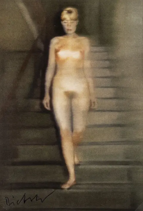 Richter, Gerhard – Ema (Nudo su una scala). Offset a colori su cartolina. Firmato in basso a sinistra. Dimensioni foglio: 14,5 x 10,5 cm.