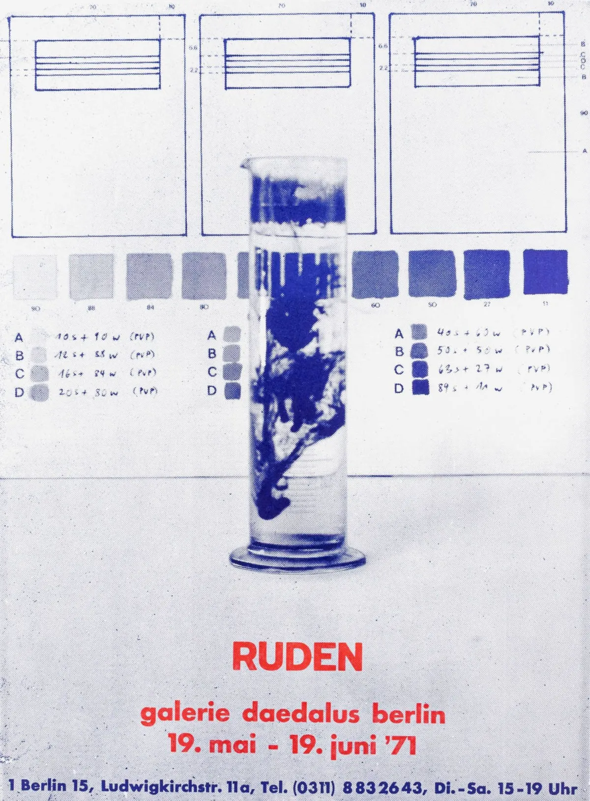 Ruden, Dieter – 黄粉色与蓝红色。2幅构成主义彩色丝网版画，纸板。每幅右下签名并注明日期，左下编号。