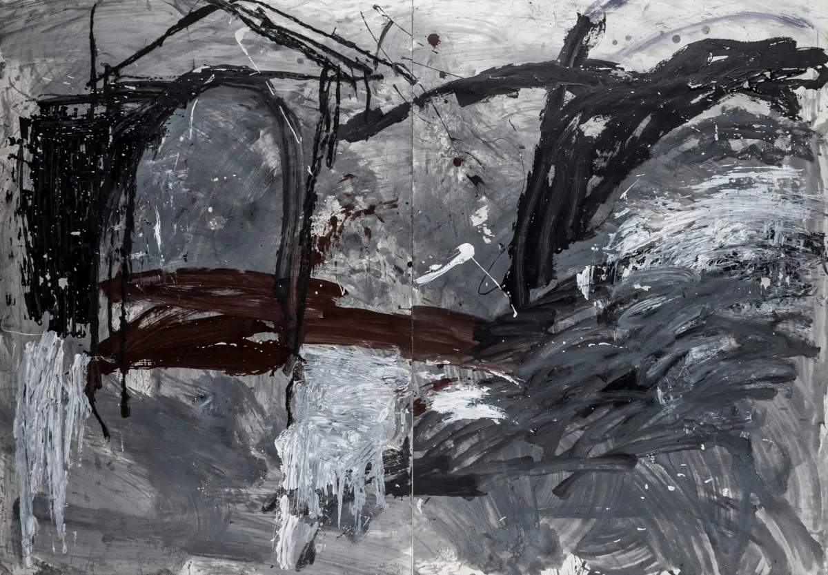 Sanleón, José Pérez – 无题。丙烯绘于2块灰色纸板上。约1987年。总尺寸：105 x 150 cm。西班牙艺术家…
