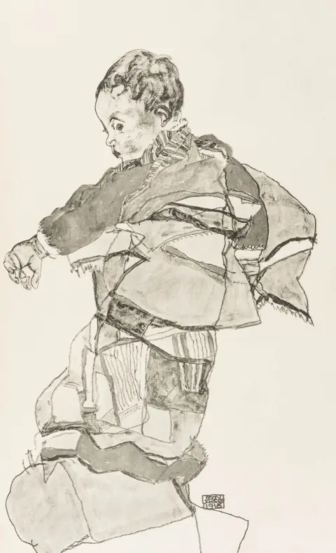 Schiele, Egon – Ritratto di bambino (Anton Peschka, Jr.), 1916. Foglio X dalla cartella "Disegni – Egon Schiele 1917"