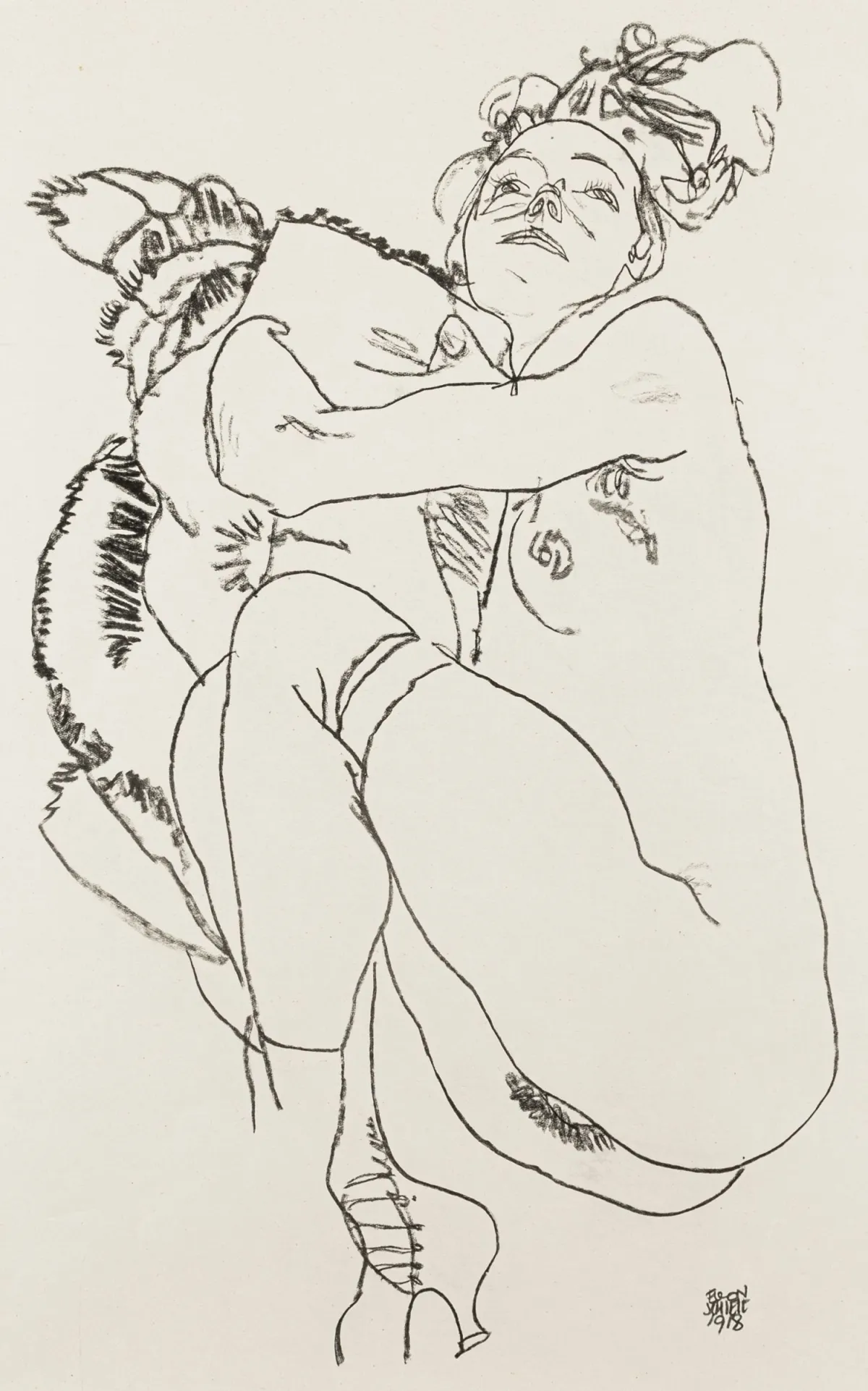 席勒，埃贡 – 七幅珂罗版画收藏，出自画册《Egon Schiele. Handzeichnungen》。每幅印有签名…