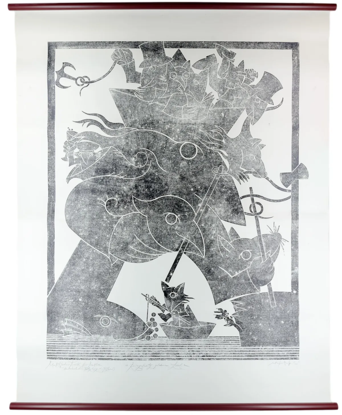 Schindehütte, Ali – Ringelnatz geht an Land。厚印刷纸上的木刻版画。右下角签名并注明日期…
