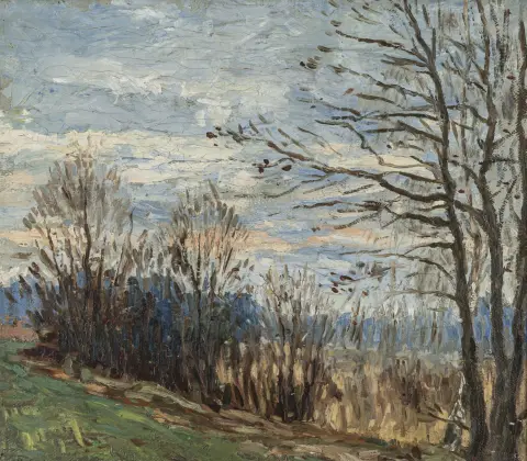 Schlippenbach, Paul von – Paesaggio autunnale. Olio su tela. Con firma incisa in basso a sinistra. Probabilmente intorno al 1920.