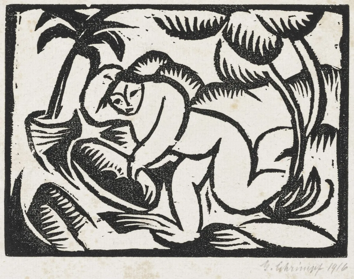 Schrimpf, Georg – 2 幅木版画，分别印于不同纸张。各带签名，一幅注明日期，另一幅题名。1916/1918年。