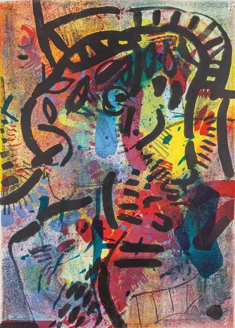 Tessmer, Heinrich – Per esempio Troia. Otto litografie a colori in cartella. Frontespizio, 8 fogli. Berlino, stampa presso Wilfert, 1994. Ca. 70 x 50…
