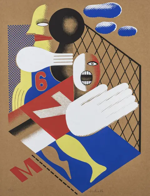 Ticha, Hans – Porta. Serigrafia a colori su carta marrone. Nel margine inferiore firmato, datato e numerato. Esemplare: 15/20. 1986…