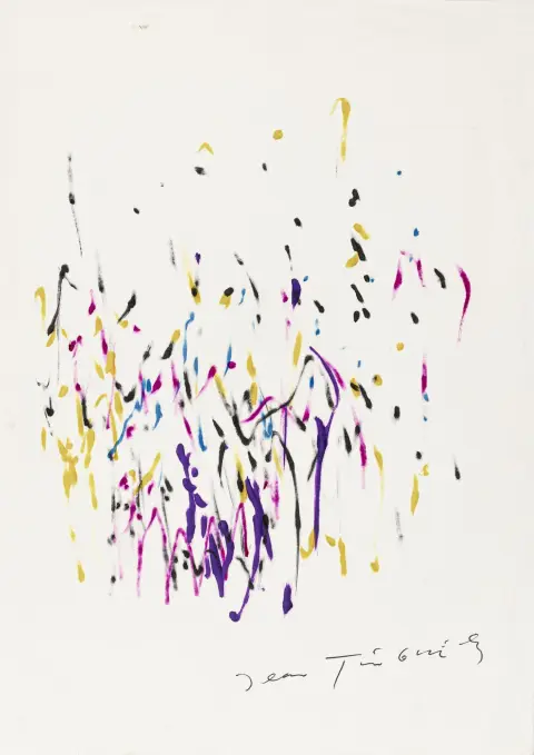 Tinguely, Jean – Disegno Métamatic. Pennarello su carta, firmato in basso