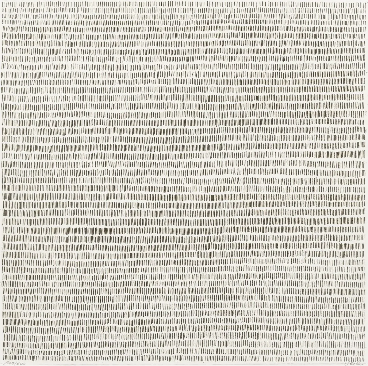 Uecker, Günther – Senza titolo. Acquaforte su carta vergata. Firmato e numerato. Esemplare: 145/500. 1970/1971. Dimensioni foglio: 35 x 35,6 cm.