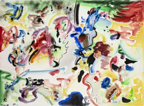 Ignoto – Shizen IV. Acquerello su carta pesante fatta a mano. Iscritto, numerato e datato, probabilmente firmato in basso a sinistra. 5/88.