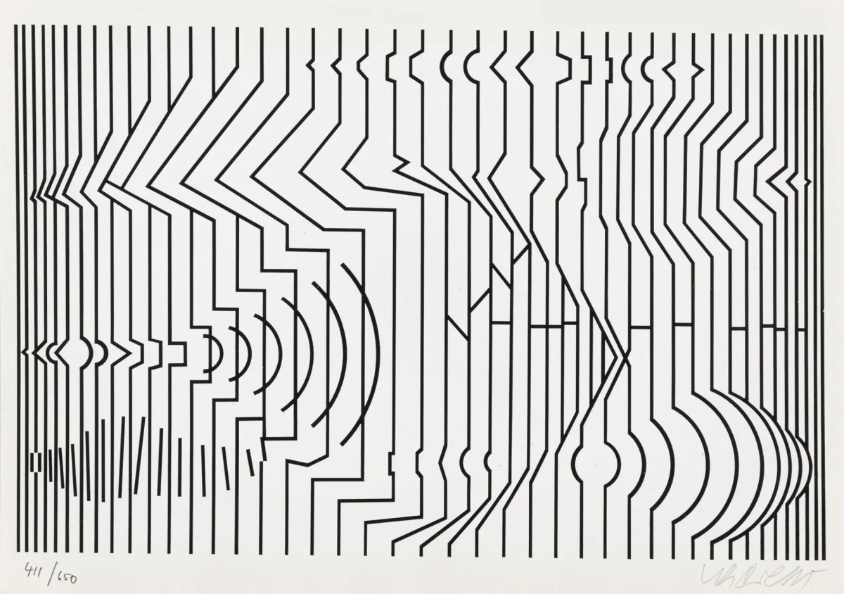Vasarely, Victor – 收藏：1幅带签名及编号的丝网版画，轻质卡纸；15幅无签名线蚀刻版画，…