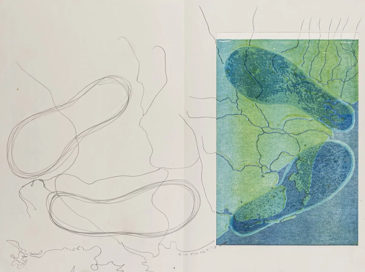 Voss, Jan – 含2件纸本作品和2件素描的收藏。1984-1994年。多种技法和尺寸。I. 迷彩色图像。…