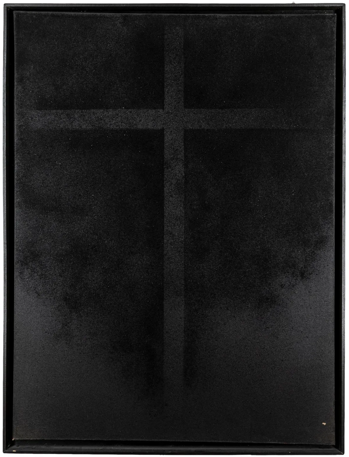Waller, Jürgen – Cross. Charcoal on canvas. 1995. Stretcher dimensions: 120 x 90 cm. Framed: 125 x 95 cm.