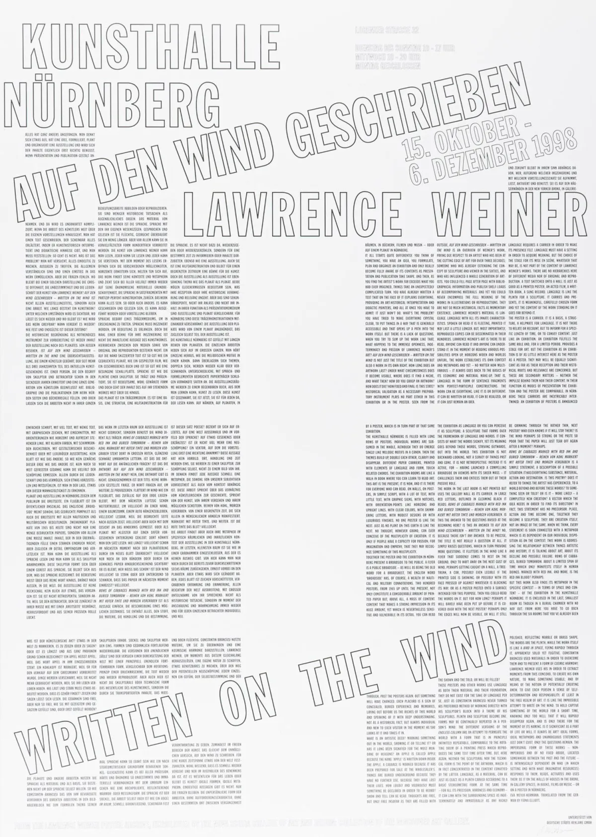 Weiner, Lawrence – 收藏含2张签名邀请卡、1张签名海报和1张DVD。1997-2002