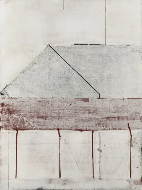 Yamanobe, Hideaki – Iconde. Acryl op zijdevloeipapier op doek. Gesigneerd, getiteld en gedateerd verso. 2005. Beeldafmetingen: 80 x 60 cm.