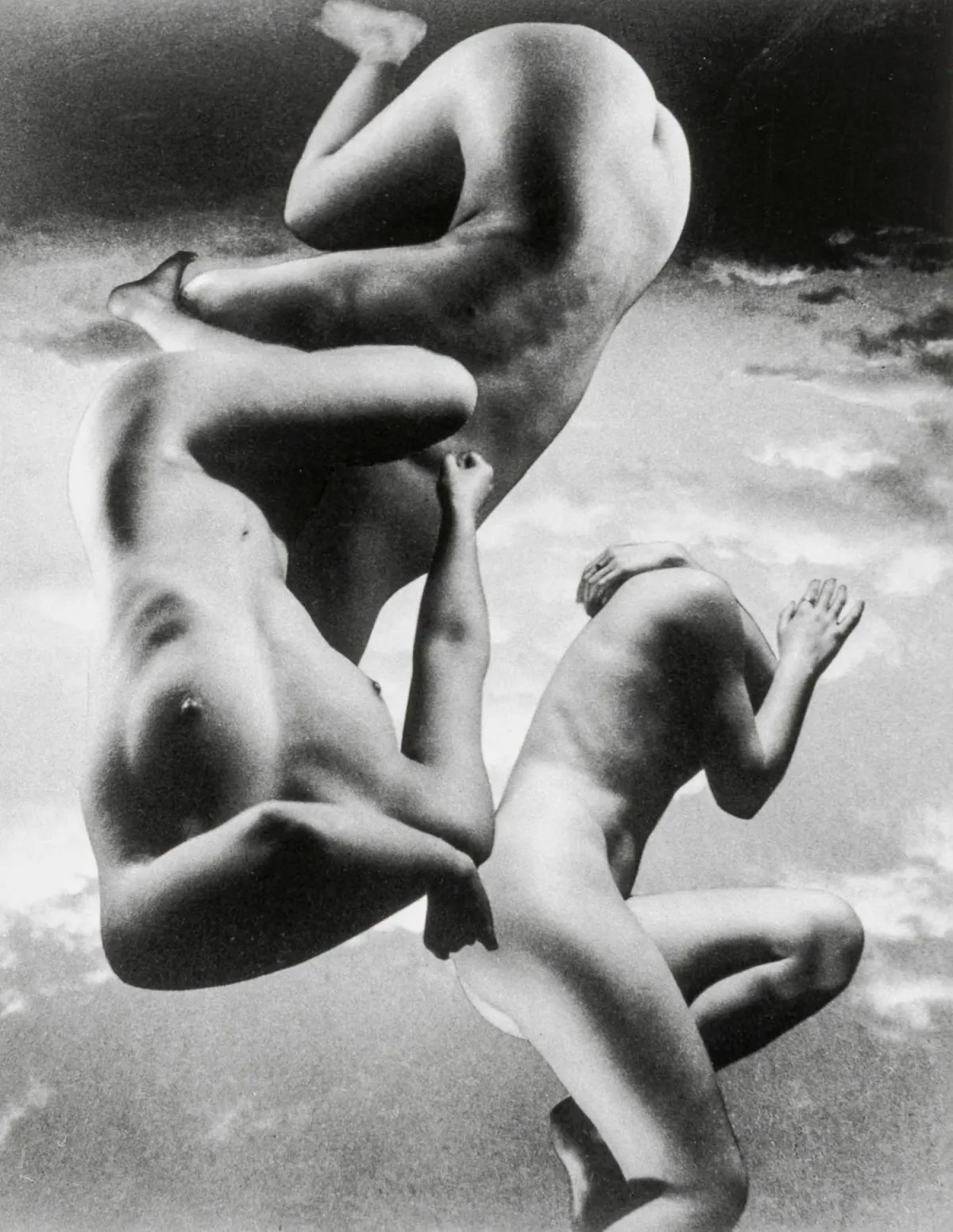 Boucher, Pierre – Nu à la chevelure/ La chute des corps. 2 silver gelatin prints on photo paper. Later prints.