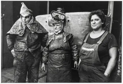 Christel, Detlef – Zonder titel. (Arbeiders). Zilvergelijk op fotopapier. Vintage.
