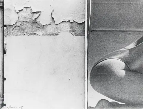 Habermann, Efraim – Zid i reklamni pano / Žena na stubištu. 2 srebro-želatinske kopije na mat fotopapiru. Vintage. Svaka potpisana.