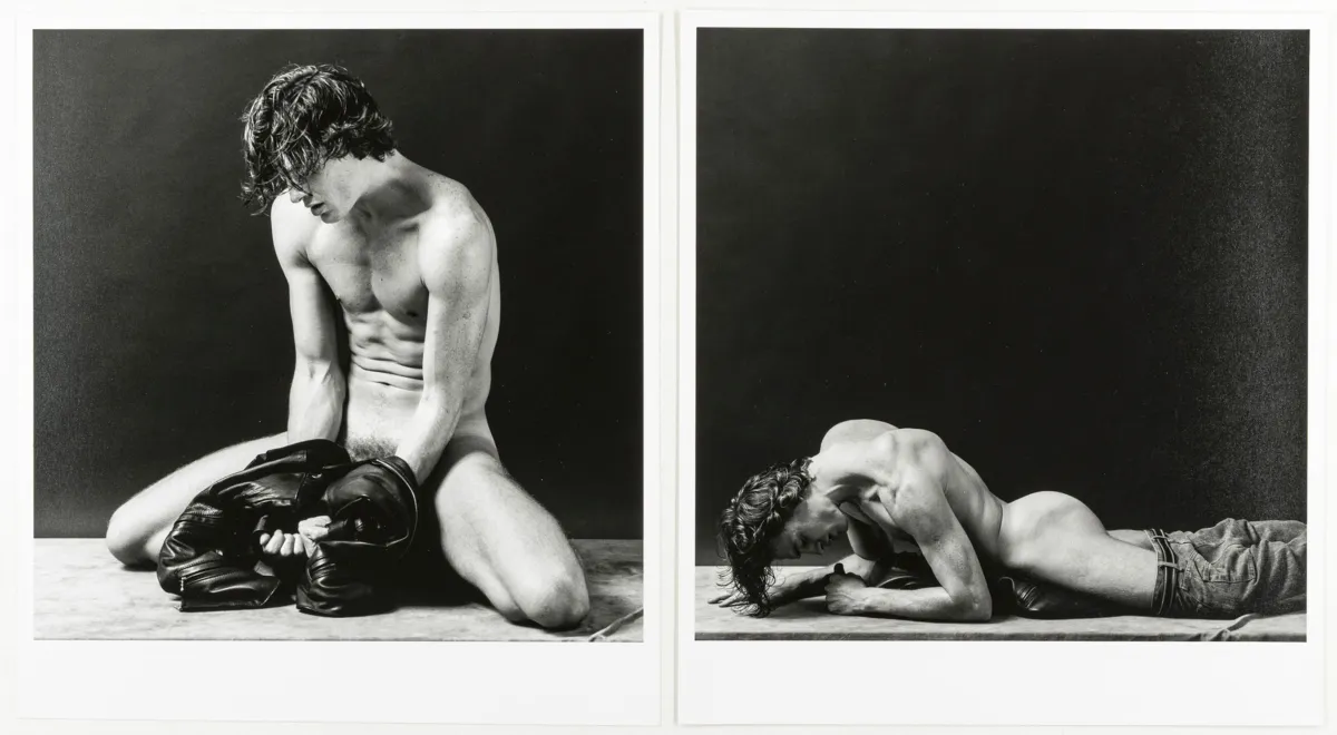 同性恋 - LGBTQ – Manen, Hans van。Nacho Duato。薄纸板上的两幅银盐明胶照片。Vintage。背面签名、题名...
