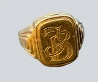 Signetring i sølv 800 med initialer "JB", str. 67, 7,06 g