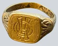 Sølvring 800 med monogram OH, 7,12 g, størrelse 62