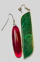 2 orecchini pendenti singoli grandi con pietre, 8,5 e 5,5 cm, 23,38 g